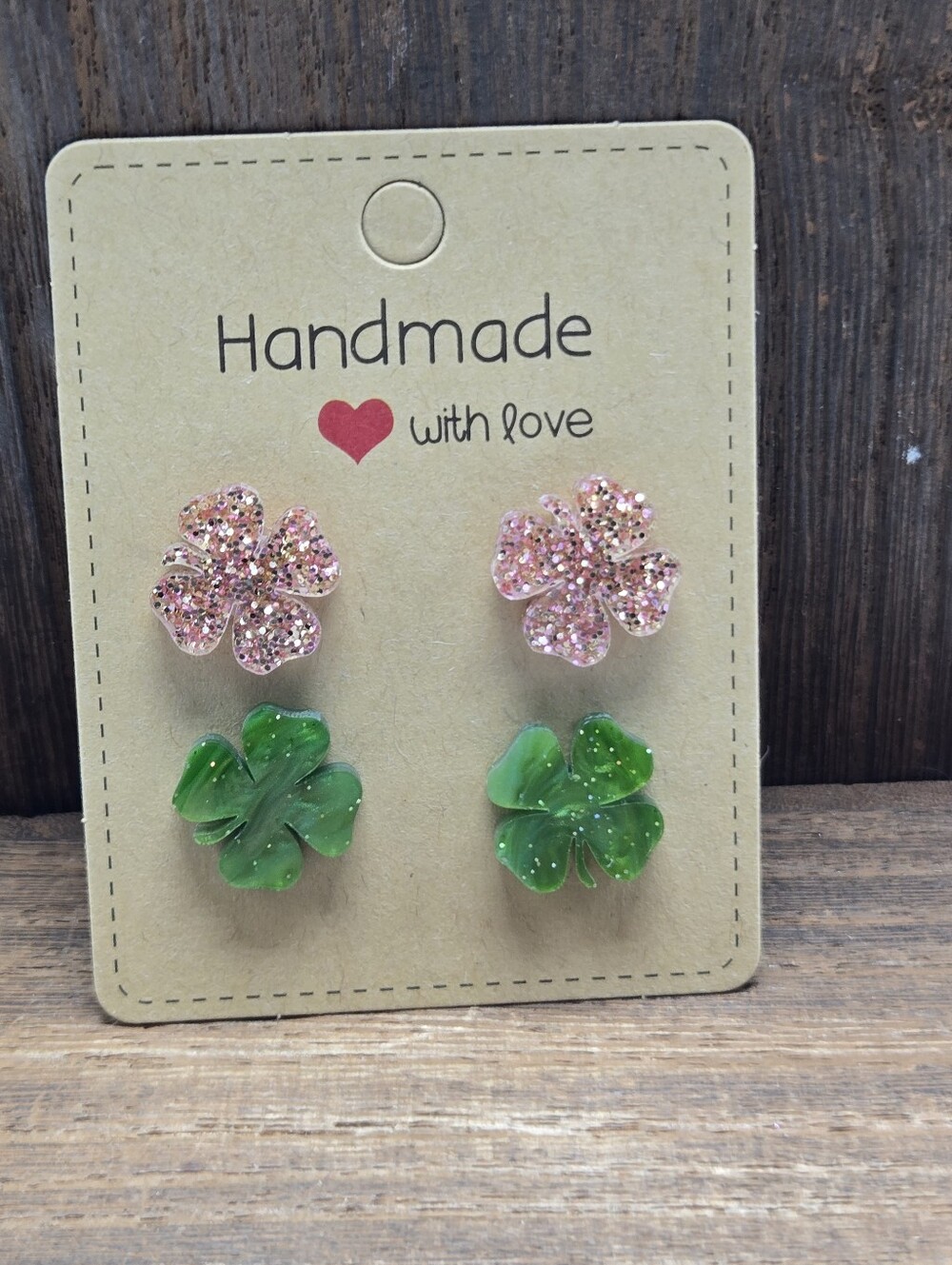 NWT Lot of 2 Shamrock Earrings Pierced St Patrick's Day Stud Handmade Fashion